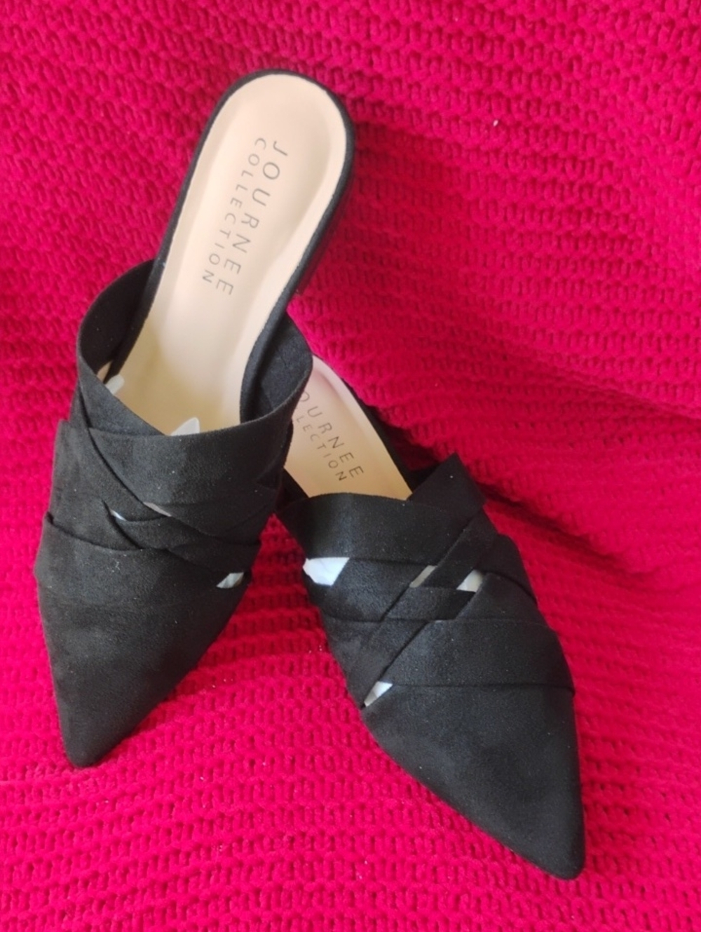 Journee Collection Kalida Black Braided Pointed Mules